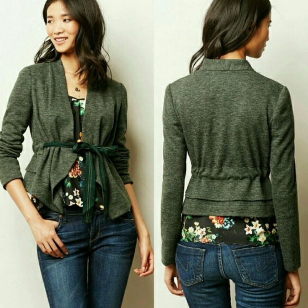 [Anthropologie] Cartonnier Green Tie Jacket